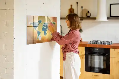 Lavagna magnetica per disegnare tema vecchia mappa del mondo