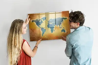 Lavagna magnetica per disegnare tema vecchia mappa del mondo