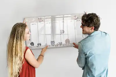 Lavagna magnetica per disegnare con motivo animali e pianificatore settimanale