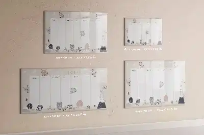 Lavagna magnetica per disegnare con motivo animali e pianificatore settimanale