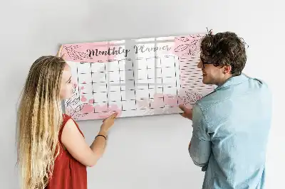 Lavagna magnetica per disegnare pianificatore mensile color rosa