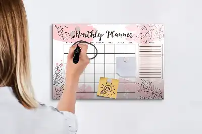 Lavagna magnetica per disegnare pianificatore mensile color rosa