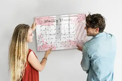 Lavagna magnetica per disegnare pianificatore mensile color rosa