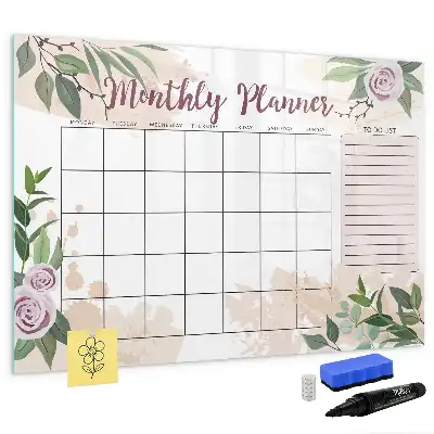 Lavagna magnetica per scrivere con motivo a rose