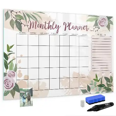 Lavagna magnetica per scrivere con motivo a rose
