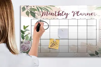 Lavagna magnetica per scrivere con motivo a rose