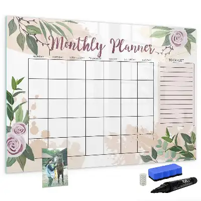 Lavagna magnetica per scrivere con motivo a rose