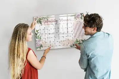 Lavagna magnetica per scrivere con motivo a rose