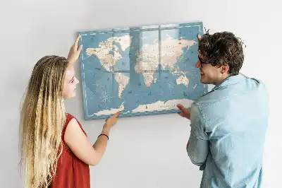 Mappa del mondo vintage lavagna magnetica per disegnare
