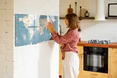 Mappa del mondo vintage lavagna magnetica per disegnare