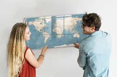 Mappa del mondo vintage lavagna magnetica per disegnare