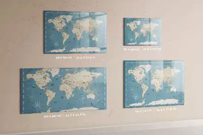Mappa del mondo vintage lavagna magnetica per disegnare