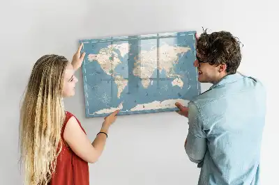 Mappa del mondo vintage lavagna magnetica per disegnare