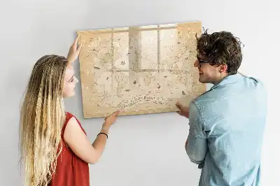 Lavagna magnetica per scrivere con mappa del mondo vintage