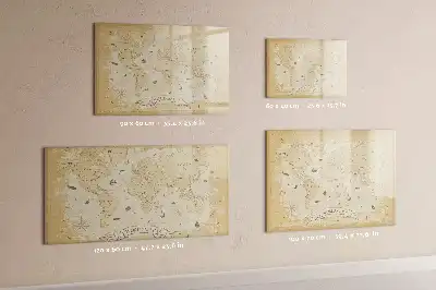 Lavagna magnetica per scrivere con mappa del mondo vintage