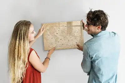 Lavagna magnetica per scrivere con mappa del mondo vintage