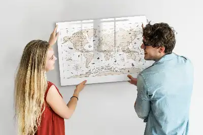 Lavagna magnetica per disegnare motivo mappa del mondo vintage