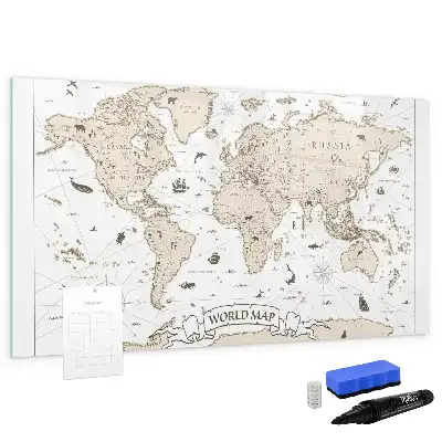 Lavagna magnetica per disegnare motivo mappa del mondo vintage