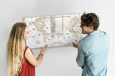 Lavagna magnetica per disegnare motivo mappa del mondo vintage