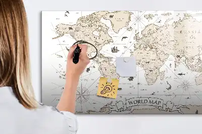 Lavagna magnetica per disegnare motivo mappa del mondo vintage