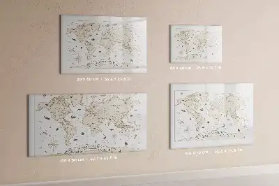 Lavagna magnetica per disegnare motivo mappa del mondo vintage