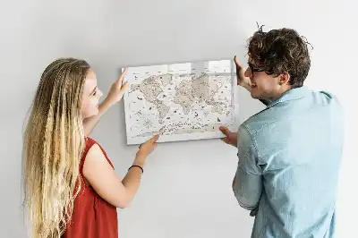 Lavagna magnetica per disegnare motivo mappa del mondo vintage