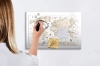 Lavagna magnetica per disegnare motivo mappa del mondo vintage