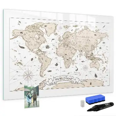 Lavagna magnetica per disegnare motivo mappa del mondo vintage