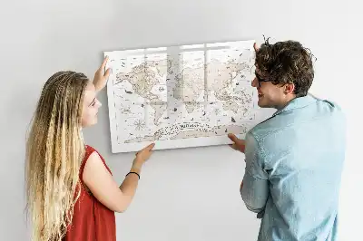 Lavagna magnetica per disegnare motivo mappa del mondo vintage