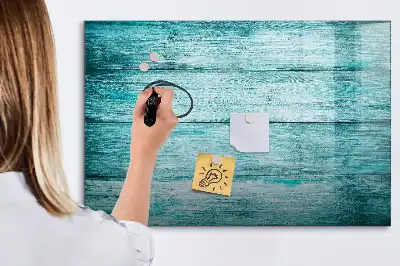 Lavagna magnetica per scrivere in legno blu effetto anticato