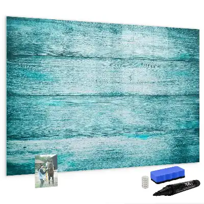 Lavagna magnetica per scrivere in legno blu effetto anticato