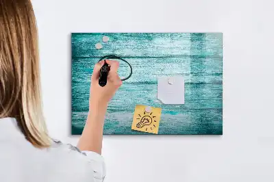 Lavagna magnetica per scrivere in legno blu effetto anticato