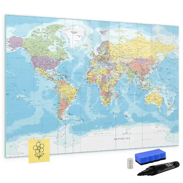 Mappa del mondo politica lavagna magnetica per disegnare