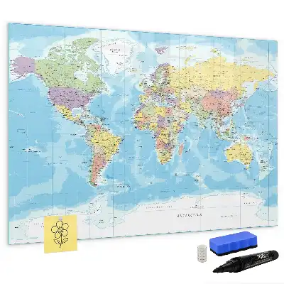 Mappa del mondo politica lavagna magnetica per disegnare