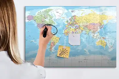 Mappa del mondo politica lavagna magnetica per disegnare
