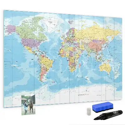 Mappa del mondo politica lavagna magnetica per disegnare