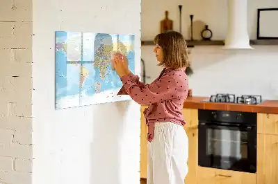 Mappa del mondo politica lavagna magnetica per disegnare