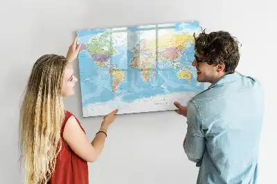 Mappa del mondo politica lavagna magnetica per disegnare