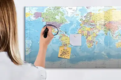 Mappa del mondo politica lavagna magnetica per disegnare