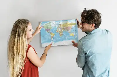Mappa del mondo politica lavagna magnetica per disegnare