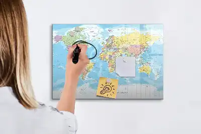 Mappa del mondo politica lavagna magnetica per disegnare