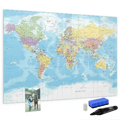 Mappa del mondo politica lavagna magnetica per disegnare