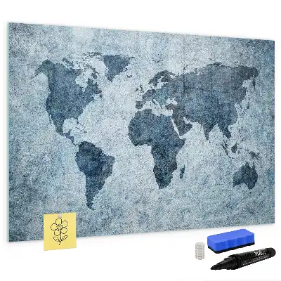 Lavagna magnetica per disegnare mappa del mondo dipinta