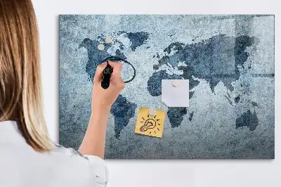 Lavagna magnetica per disegnare mappa del mondo dipinta