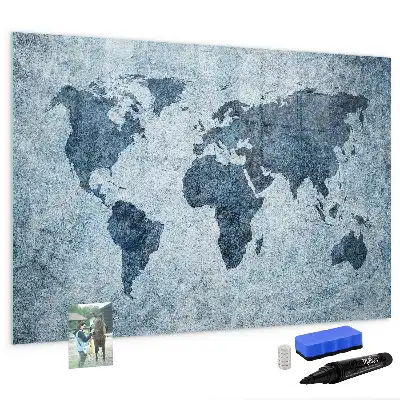 Lavagna magnetica per disegnare mappa del mondo dipinta