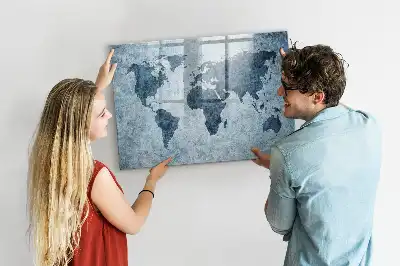 Lavagna magnetica per disegnare mappa del mondo dipinta