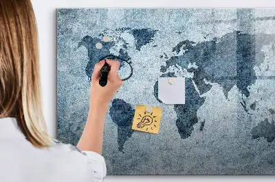 Lavagna magnetica per disegnare mappa del mondo dipinta