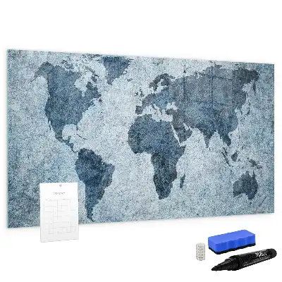 Lavagna magnetica per disegnare mappa del mondo dipinta