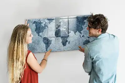Lavagna magnetica per disegnare mappa del mondo dipinta