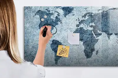 Lavagna magnetica per disegnare mappa del mondo dipinta